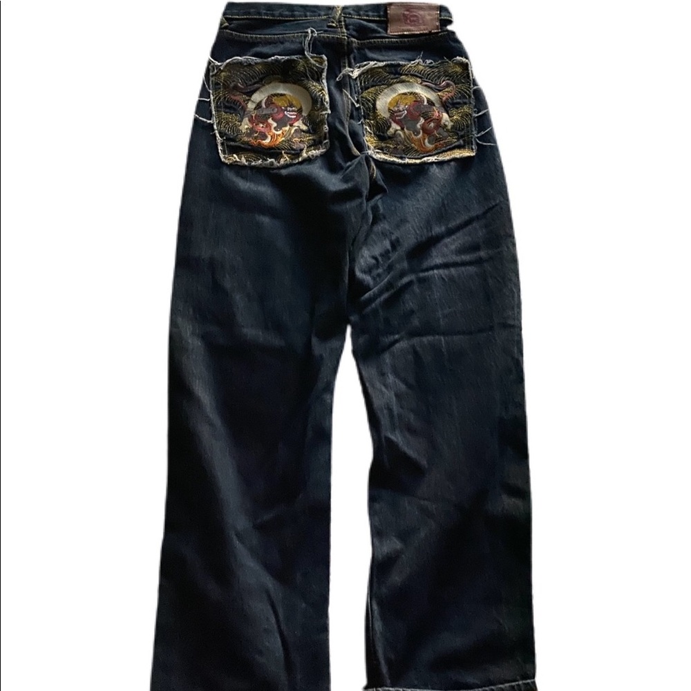 Red monkey jeans